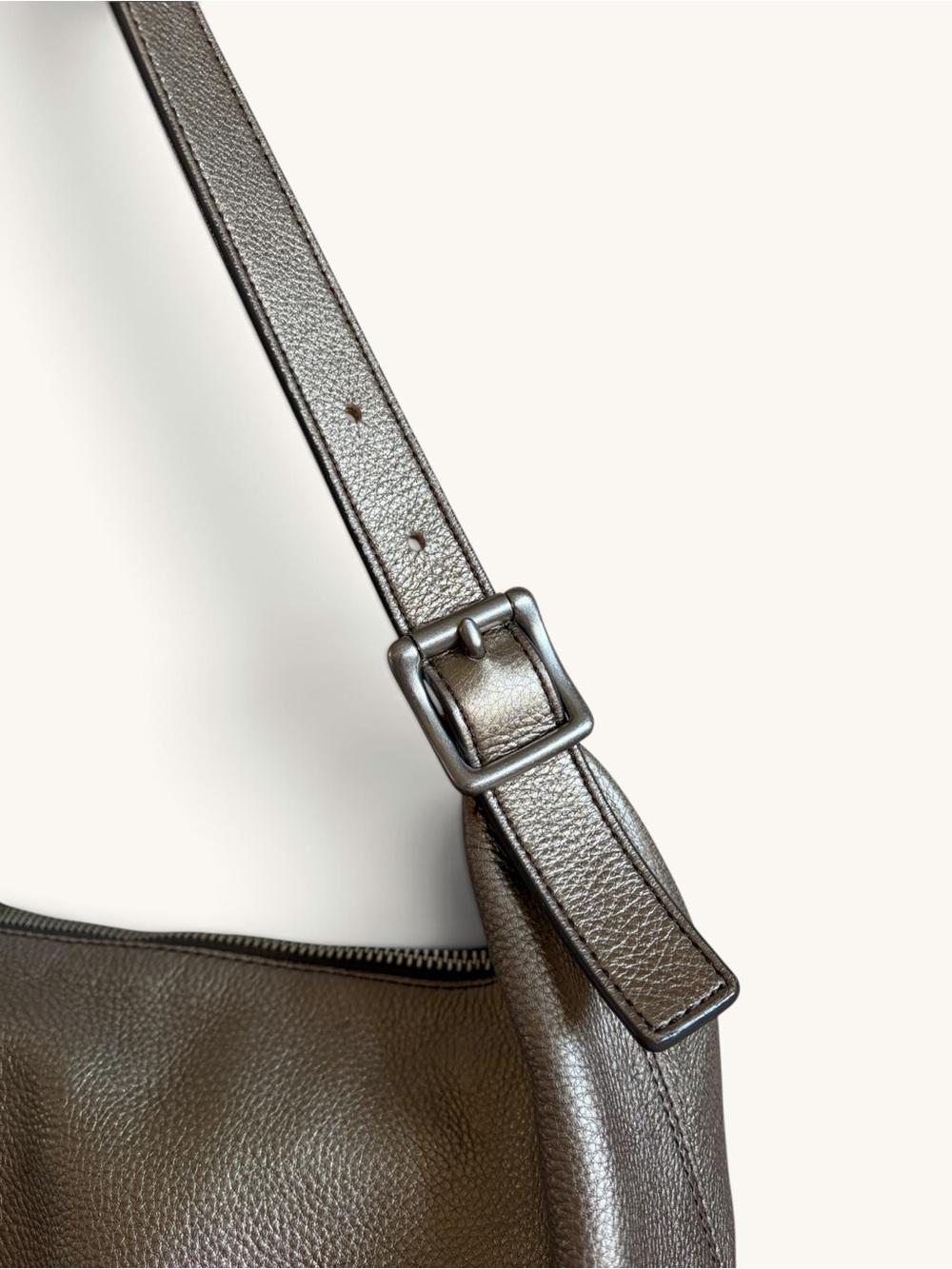 Fossil Metallic Bronze Gold Pebbled Leather Shoulder Hobo - Picture 5 of 15